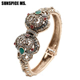 Sunspicems Vintage Morocco Cuff Bracelet Bride Bangle For Women Antique