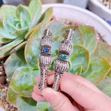 Vintage Women Bangle Green Crystal Thin Bracelet Indian Flower Bangle