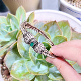 Vintage Women Bangle Green Crystal Thin Bracelet Indian Flower Bangle