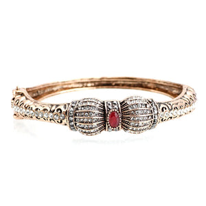 Vintage Women Bangle Green Crystal Thin Bracelet Indian Flower Bangle