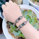 Vintage Women Bangle Green Crystal Thin Bracelet Indian Flower Bangle
