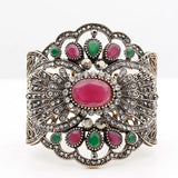 Vintage Women Bracelet Big Bangle Antique Resin Cuff Bracelet