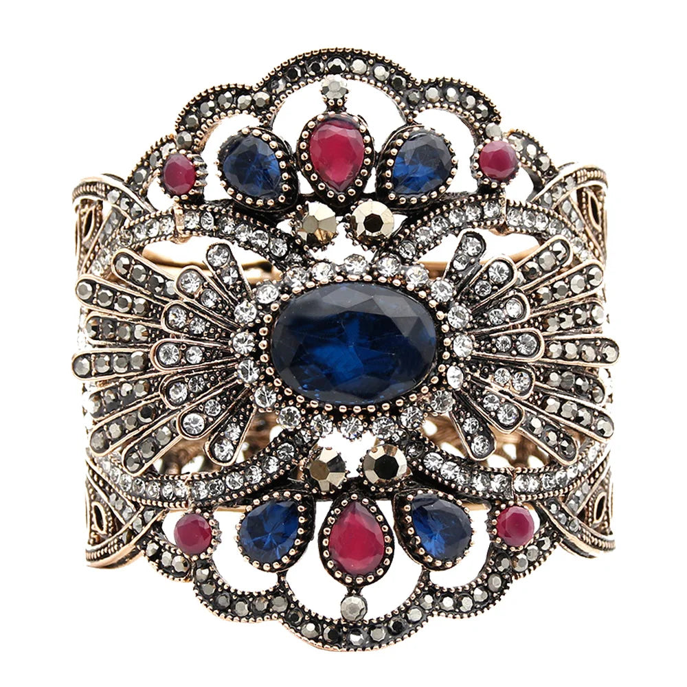 Vintage Women Bracelet Big Bangle Antique Resin Cuff Bracelet