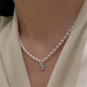 Natural Pearl Double Necklace Pearl Pendant Women's Necklace Party Gift