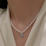 Natural Pearl Double Necklace Pearl Pendant Women's Necklace Party Gift