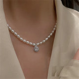 Natural Pearl Double Necklace Pearl Pendant Women's Necklace Party Gift
