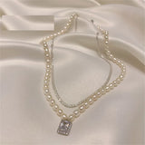 Natural Pearl Double Necklace Pearl Pendant Women's Necklace Party Gift