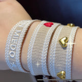 Beige Woven Bracelets Stackable Adjustable Length
