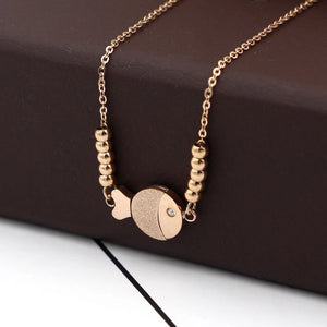 Zircon Eyes Fish Anklet Titanium Steel Rose Colors Woman Kids Gift