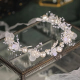 Fairy Headbands Pearls Flower Hairbands Rhinestone Leaf Headdress