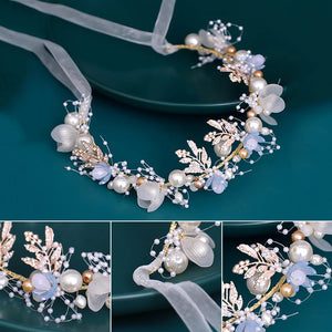 Fairy Headbands Pearls Flower Hairbands Rhinestone Leaf Headdress