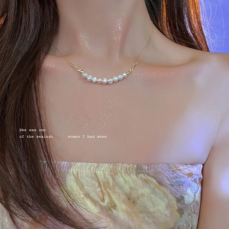 Fairy Pearl Clavicle Chain Female Necklace for Party Birthday Gift
