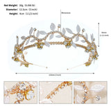 Fairy Tiara Rhinestone Pearl Headband Metal Leaves Hair Hoop