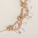 Fairy Tiara Rhinestone Pearl Headband Metal Leaves Hair Hoop