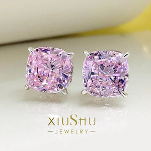 5-Carat Pink Diamond Earrings High Carbon Diamond Big Face Earrings