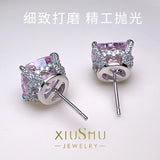 5-Carat Pink Diamond Earrings High Carbon Diamond Big Face Earrings