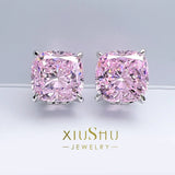 5-Carat Pink Diamond Earrings High Carbon Diamond Big Face Earrings