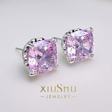 5-Carat Pink Diamond Earrings High Carbon Diamond Big Face Earrings