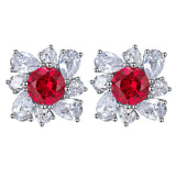 Artificial Pigeon Blood Ruby Earrings 925 Sterling Silver