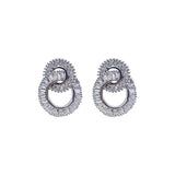 925 Sterling Silver Zircon Earrings Double Circle Micro-set Round Pendientes