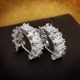 C-Shaped Full Diamond Earrings Zircon Earrings 925 Stamp