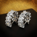 C-Shaped Full Diamond Earrings Zircon Earrings 925 Stamp