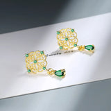 Elegant Emerald Drop Earrings 14k Wedding Jewelry