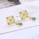 Elegant Emerald Drop Earrings 14k Wedding Jewelry