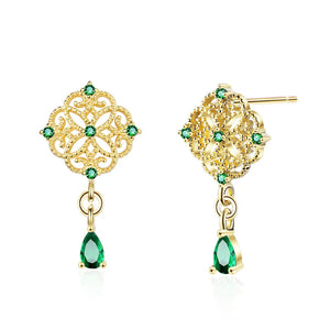 Elegant Emerald Drop Earrings 14k Wedding Jewelry