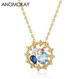 Vintage Zircon Basket Necklace 925 Silver
