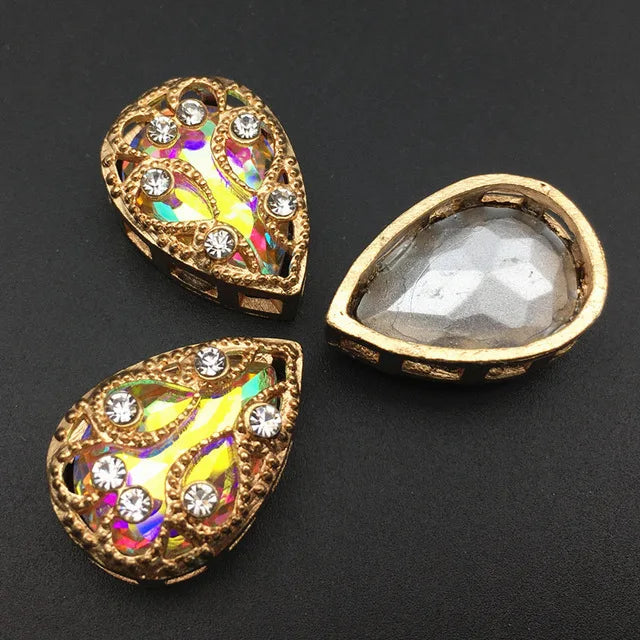 Colorful Glass Crystal Strong Claw 13X18MM Sew On Rhinestone Beads