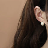 Geometric CZ Stud Earrings 14K Real Gold Inlay