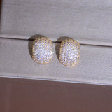 Geometric CZ Stud Earrings 14K Real Gold Inlay