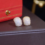 Geometric CZ Stud Earrings 14K Real Gold Inlay
