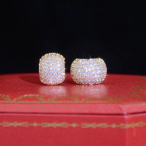 Geometric CZ Stud Earrings 14K Real Gold Inlay