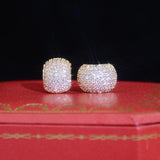 Geometric CZ Stud Earrings 14K Real Gold Inlay