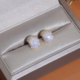 Geometric CZ Stud Earrings 14K Real Gold Inlay