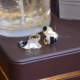 Geometric CZ Stud Earrings 14K Real Gold Inlay