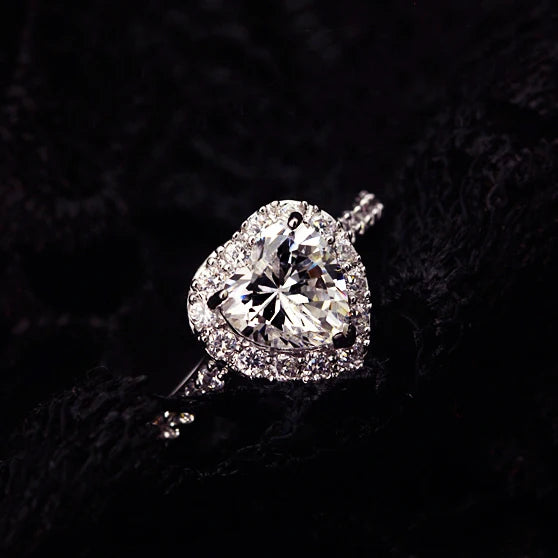 Heart CZ Wedding Engagement Ring Sparkles with Micro Stones