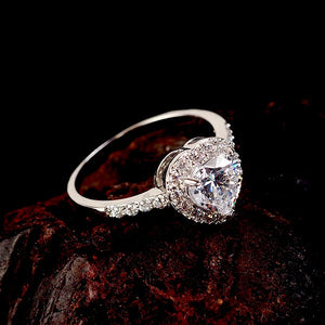Heart CZ Wedding Engagement Ring Sparkles with Micro Stones