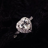 Heart CZ Wedding Engagement Ring Sparkles with Micro Stones