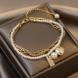 Pearl Heart Folded Bracelets for Woman
