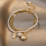 Pearl Heart Folded Bracelets for Woman