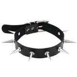 Double Row Rivet Spike Leather Collar Necklace for Women