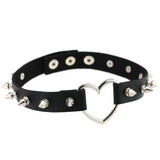 Double Row Rivet Spike Leather Collar Necklace for Women