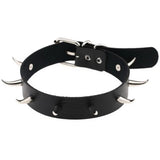 Double Row Rivet Spike Leather Collar Necklace for Women