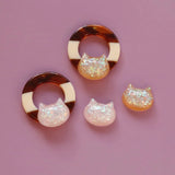Cat Head Drum Resin Earring DIY Accessories