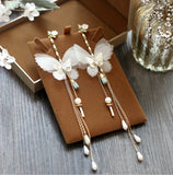 Fairy Butterfly Tassel Earrings Rhinestone Bridal Wedding Dress