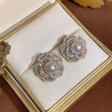Fairy Flower Pearl Rhinestone Earrings for Women