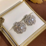 Fairy Flower Pearl Rhinestone Earrings for Women